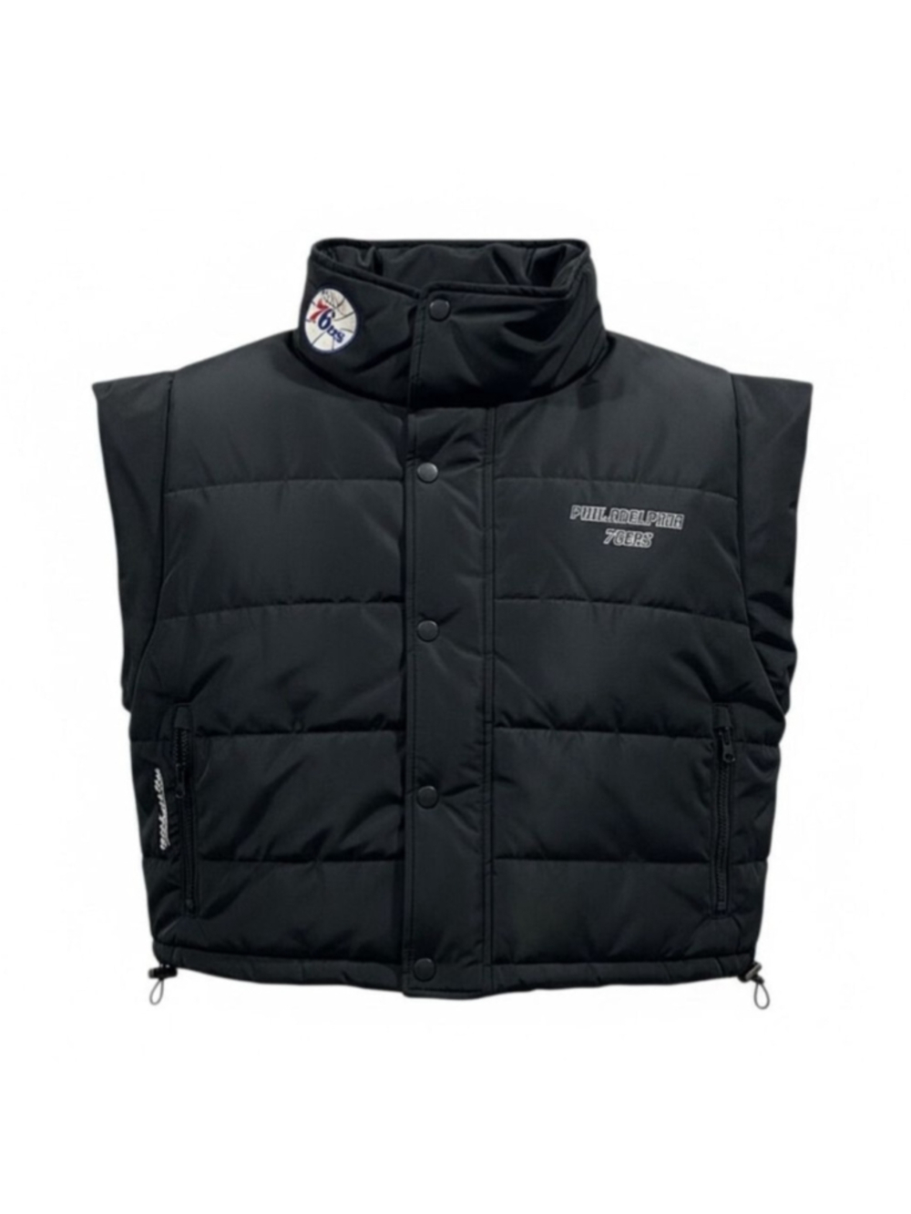 Mitchell and Ness 76ers Black Hardwood Classics Puffer Vest XL